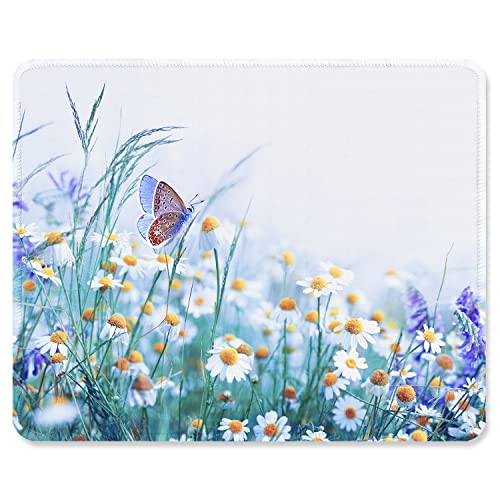 ITNRSIIET Mauspad mit Rutschfester Gummiunterseite, genähter Rand, Premium-Texturiert, wasserdichtes Gaming-Mauspad für kabellose Maus, Computer, Laptop, Büro, 260 x 210 mm,Schmetterling Chrysantheme von ITNRSIIET