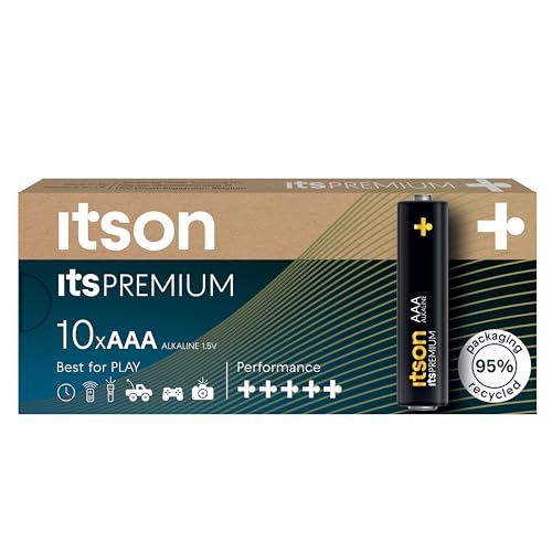ITSON, Batterien AAA, 10 Stück, leistungsstarke Alkaline Batterien, 1,5V, umweltfreundliche Verpackung 95% recycelt, Made in EU, ideal für Spielzeug, Kameras, Spielcontroller und Haushalt ITSON, Batterien AAA, 10 Stück, leistungsstarke Alkaline Batterien, 1,5V, umweltfreundliche Verpackung 95% recycelt, Made in EU, ideal für Spielzeug, Kameras, Spielcontroller und Haushalt von ITSON