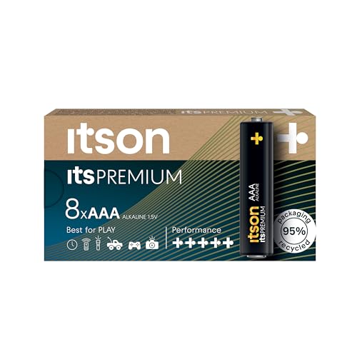 ITSON, Batterien AAA, 8 Stück, leistungsstarke Alkaline Batterien, 1,5V, umweltfreundliche Verpackung 95% recycelt, Made in EU, ideal für Spielzeug, Kameras, Spielcontroller und Haushalt ITSON, Batterien AAA, 8 Stück, leistungsstarke Alkaline Batterien, 1,5V, umweltfreundliche Verpackung 95% recycelt, Made in EU, ideal für Spielzeug, Kameras, Spielcontroller und Haushalt von ITSON