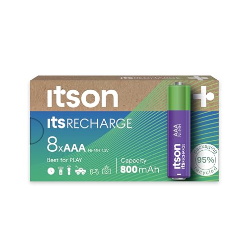 ITSON, Akkus AAA, 8 Stück, Kapazität mit min. 800 mAh, Verpackung 95% recycelt, Made in Japan, am besten für Fernbedienungen, Taschenlampen, Uhren ITSON, Akkus AAA, 8 Stück, Kapazität mit min. 800 mAh, Verpackung 95% recycelt, Made in Japan, am besten für Fernbedienungen, Taschenlampen, Uhren von ITSON