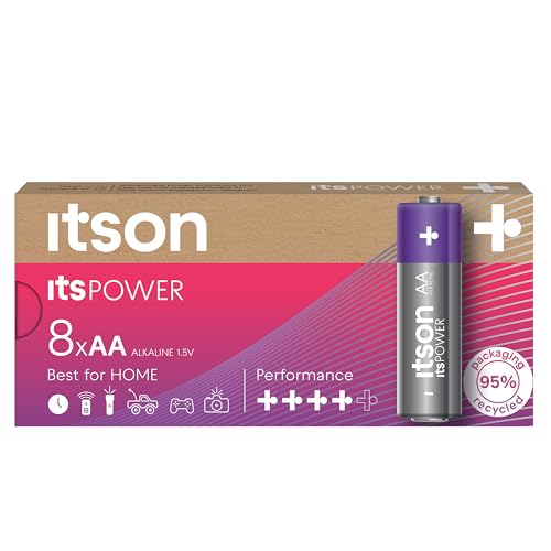 ITSON, Batterien AA, 8 Stück, 1.5V, Alkaline Batterien, für Uhren, Taschenlampen, Fernbedienungen, umweltfreundliche Verpackung 95% recycelt ITSON, Batterien AA, 8 Stück, 1.5V, Alkaline Batterien, für Uhren, Taschenlampen, Fernbedienungen, umweltfreundliche Verpackung 95% recycelt von ITSON