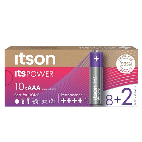 ITSON, Batterien AAA, 8 Stück, 1.5V, Alkaline Batterien, für Uhren, Taschenlampen, Fernbedienungen, umweltfreundliche Verpackung 95% recycelt von ITSON