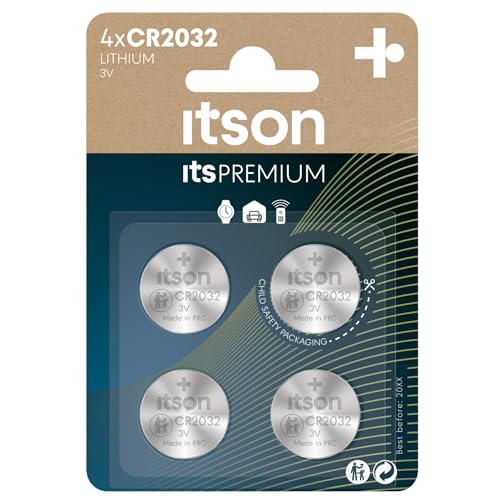 ITSON, CR2032 Batterien, 3V, Knopfzellen, 4 Stück, am besten für AirTag, Autoschlüssel, Uhren und Herzfrequenzmesser ITSON, CR2032 Batterien, 3V, Knopfzellen, 4 Stück, am besten für AirTag, Autoschlüssel, Uhren und Herzfrequenzmesser von ITSON