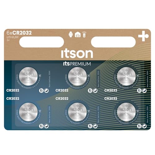 ITSON, CR2032 Batterien, 3V, Knopfzellen, 6 Stück, am besten für AirTag, Autoschlüssel, Uhren und Herzfrequenzmesser ITSON, CR2032 Batterien, 3V, Knopfzellen, 6 Stück, am besten für AirTag, Autoschlüssel, Uhren und Herzfrequenzmesser von ITSON