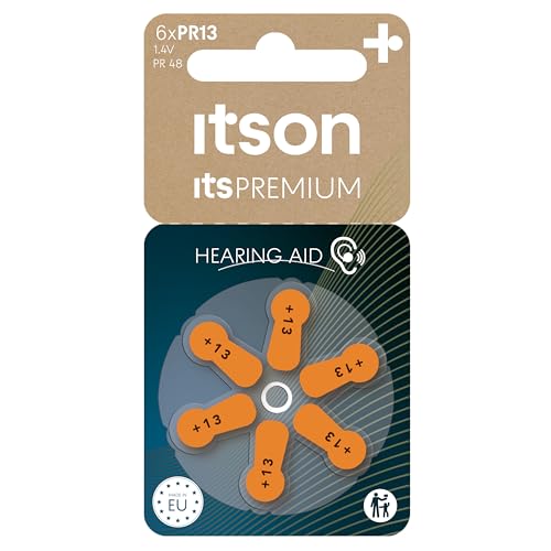 ITSON, PR13 Zink-Luft-Batterien, Packung mit 6, für Über-Ohr und Im-Ohr-Hörgeräte, PR13(48) IT/6RM von ITSON
