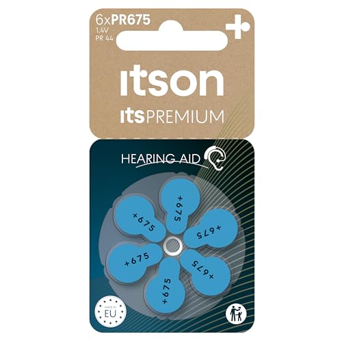 ITSON, PR675 Zink-Luft-Batterien, Packung mit 6, für Über-Ohr und Im-Ohr-Hörgeräte, PR675(44) IT/6RM von ITSON