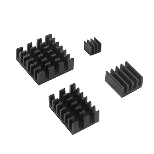 ITSTUFF Aluminium Kühlkörper Set 4 Stück schwarz für Raspberry Pi 4 selbstklebend leise passive Kühlung von ITSTUFF