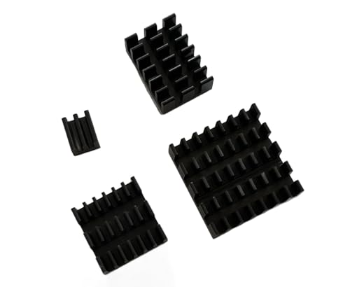 Aluminium Kühlkörper Set 4 Stück schwarz für Raspberry Pi 5 selbstklebend leise passive Kühlung von ITSTUFF