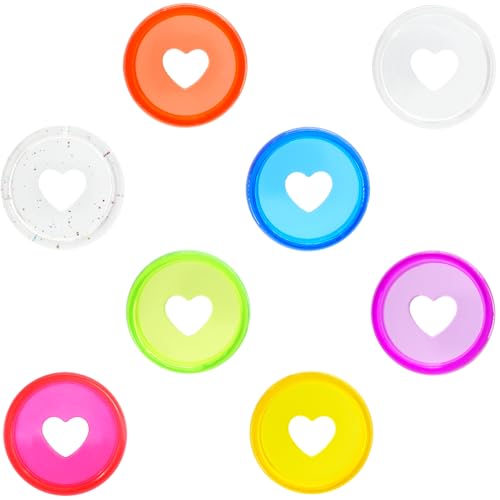 ITSYHPRO 33 Stück Planer-Discs für Notizbuch, Zubehör, 2,5 cm, Binderringe, Herz-Erweiterungsscheiben, Bindescheiben (33 Stück Herzen, transparent, gemischt, 24 mm) von ITSYHPRO