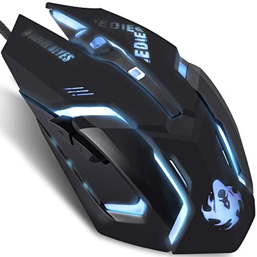 IULONEE Wired Gaming Mouse USB Silent Click Komfortabel Gamer-Mäuse mit Hintergrundbeleuchtung Ergonomische Maus in voller Größe 3200 DPI für PC Computer Laptop Desktop (Schwarz) von IULONEE