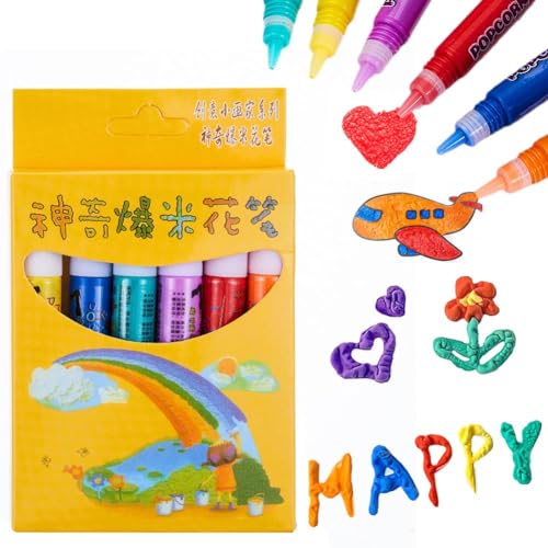 IUYQY 6 x Puffy Stifte, Popcorn-Farbstift, Druckblasenstift, Puffy 3D-Blasenfarbe, Popcorn-Stift, Zeichnung von IUYQY