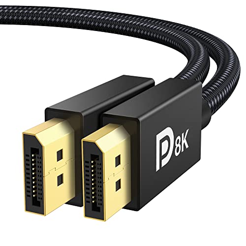 IVANKY 8K DisplayPort Kabel 1.4 2M [VESA-Zertifiziert], 8K@60Hz, 4K@165Hz, 2K@240Hz/165Hz/144Hz, HBR3 32.4Gbps, HDR10, DSC 1.2, HDCP 2.2, G-Sync&FreeSync, DP 1.4 Kabel für Gaming-Monitor, Grafikkarte von IVANKY