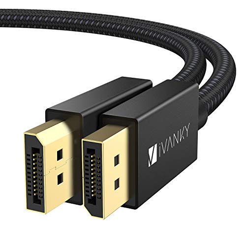 IVANKY DisplayPort 1.4 Kabel 1M, DisplayPort 1.4 Kabel (8K@60Hz, 4K@144Hz und 4K@60Hz), DP Kabel geeignet für Monitor,Gaming-Grafikkarte - 1M/ Schwarz(Verschlussfrei & aus Nylongeflecht) von IVANKY