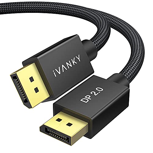 IVANKY DisplayPort 2.0 Kabel 3M, 16K/10K/8K@60Hz, 4K@240Hz/165Hz/144Hz, 2K@240Hz/165Hz/144Hz, DP Kabel 2.0 Kompatibel mit HDR10, FreeSync, G-Sync, 80Gbps DSC1.2, für Gaming Monitor Grafikkarte von IVANKY