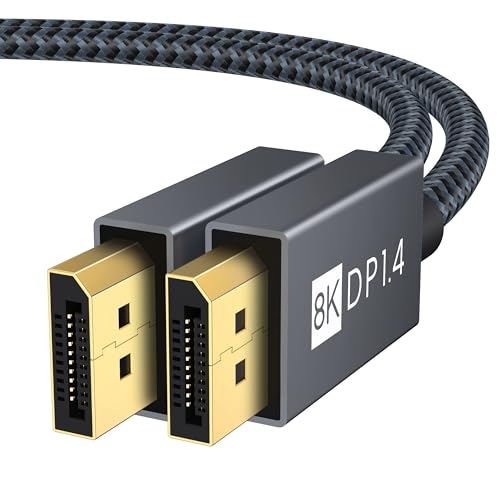 IVANKY DisplayPort Kabel 1.4 2M, 8K@60Hz, 4K@165Hz, 2K@240Hz, DP 1.4 Kompatibel mit HDR10, FreeSync, G-Sync, DTS-HD, 32,4Gbps DSC1.2, Geeignet für Gaming Monitor Grafikkarte - Grau von IVANKY