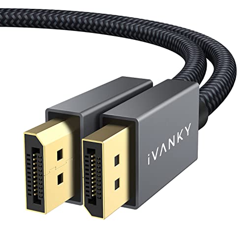 IVANKY DisplayPort Kabel 4K, DP Kabel 4K@60Hz, 2K@144Hz, 2K@165Hz, 1080@240Hz, Display port Kabel mit FreeSync/G-Sync, Geeignet für 144Hz-Gaming-Monitor, PC, Grafikkarte (1M, 4K, Grau) von IVANKY