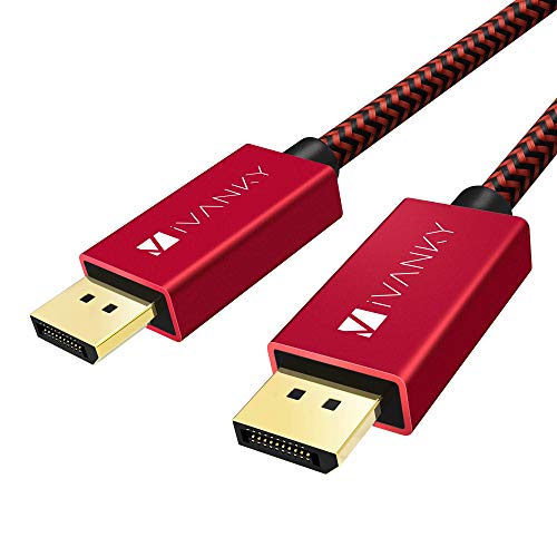 IVANKY DisplayPort Kabel 4K, DP Kabel 4K@60Hz, 2K@144Hz, 2K@165Hz, 1080@240Hz, Display port Kabel mit FreeSync/G-Sync, Geeignet für 144Hz-Gaming-Monitor, PC, Grafikkarte (2M, 4K, Rot) von IVANKY