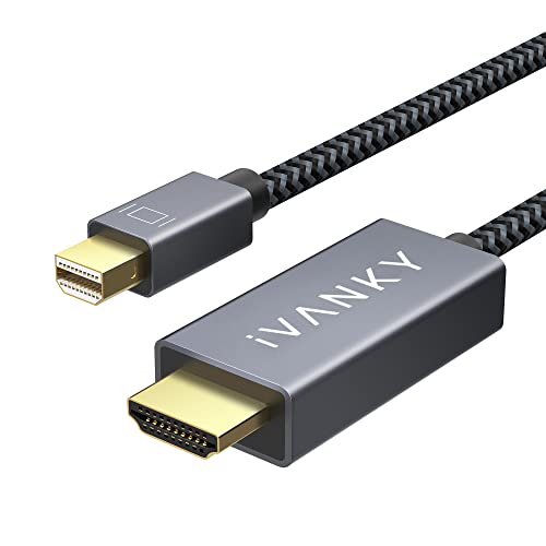 IVANKY Mini DisplayPort auf HDMI Kabel 2M, Nylon geflochten & vergoldet Mini DP/Thunderbolt auf HDMI Kabel, geeignet für MacBook Air/Pro, Surface Pro, Monitor, Projektor und weiter - 1080P von IVANKY