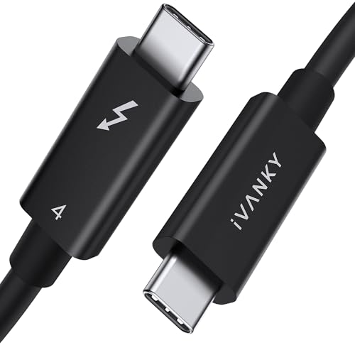 iVANKY Thunderbolt 4 Kabel 70CM, affichage 8K, transfert de données 40 Gbit/s und charge USB-C auf USB-C 240W, Datentransfer für iPhone16/15, MacBook, iPad Pro, concentrateur, station d'accueil Type-C von IVANKY