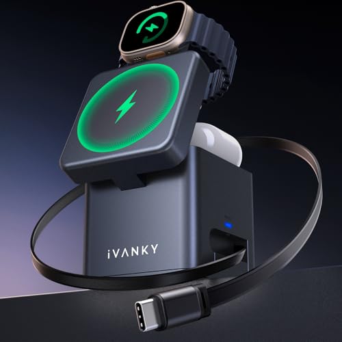iVANKY für iPhone 16/15/14/13/12 Pro Max 5 in 1 Ladestation Cube mit einziehbarem Kabel für Magsafe Wireless Charger, 65 W Induktive Kabellose Ladegerät Schnellladung, Apple iWatch Ultra, AirPods iVANKY für iPhone 16/15/14/13/12 Pro Max 5 in 1 Ladestation Cube mit einziehbarem Kabel für Magsafe Wireless Charger, 65 W Induktive Kabellose Ladegerät Schnellladung, Apple iWatch Ultra, AirPods von IVANKY