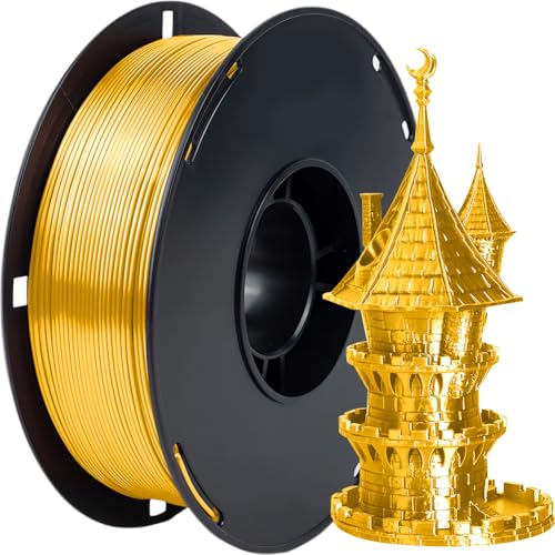 3D Drucker Filament 1,75mm PLA - Silk Filament-3D-Druckmaterialien, Maßgenauigkeit +/-0,02mm, Kompatibel mit FDM-Drucker, 1KG(2,2lbs)/Spool (Silk Gold) von IVEOPPE