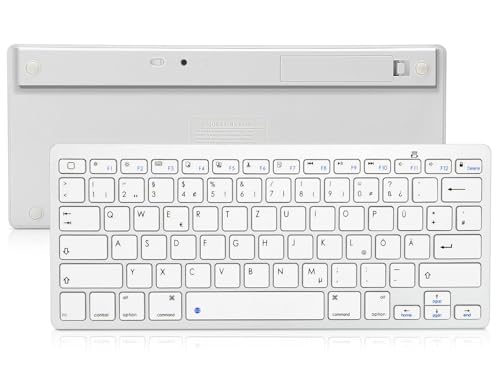 Bluetooth-Tastatur für PC, Notebook, Windows, Mac, Chrome OS, Android, iPad OS, Apple TV, Deutsches Layout, Kabellose QWERTZ-Multi-Device-Tastatur, Tastatur Weiss von IVEOPPE