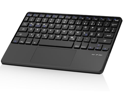 IVEOPPE Bluetooth Tastatur mit Touchpad - Tragbare Wireless-Tastatur Wiederaufladbar, für Apple/iPad/iPhone/Samsung/Tablet/Smartphone/iOS/Android/Windows, Ultraslim Design, Deutsches QWERTZ Layout von IVEOPPE