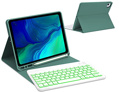 IVEOPPE Ipad air 5 Hülle mit Tastatur 2022, ipad Air Tastatur fur iPad Air 4 2020 10.9" /iPad 11 Pro 11", ipad pro 11 Tastatur Magnetisch Abnehmbarer QWERTZ Bluetooth Tastatur Schutzhülle, Dunkelgrün von IVEOPPE