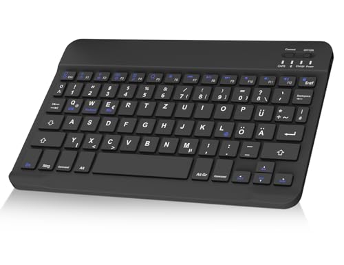 IVEOPPE Kabellose Bluetooth Tastatur - Deutsche Ultraflache Bluetooth Tastatur, Tragbare drahtlose Mini-Tastatur Wiederaufladbar, für iPad Air/iPad Pro/Mini/iPad 10.9/10.2/9.7/iOS/Samsung/Android von IVEOPPE