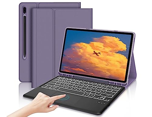 IVEOPPE Samsung Galaxy Tab S7 Fe Tastatur, Samsung s7 fe hülle mit Tastatur für Galaxy Tab S7 FE/S7+/S8+/S7 Plus/S8 Plus 12.4'', QWERTZ Bluetooth Samsung Tablet S7 Tastatur mit Schutzhülle,Lila von IVEOPPE