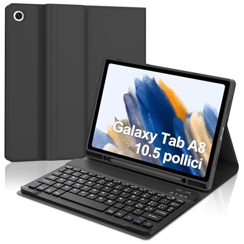 IVEOPPE Samsung Tablet A8 Hülle mit Tastatur, Galaxy Tab A8 Hülle mit Tastatur, Magnetische Kabellose Bluetooth-Tastatur für Galaxy Tab A8 10,5 Zoll, 2022(SM-X200/X205/X207), QWERTZ Layout, Noir von IVEOPPE