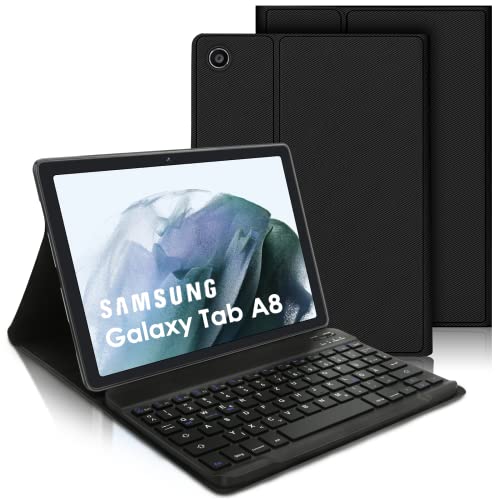 IVEOPPE Samsung Tablet A8 Hülle mit Tastatur, Galaxy Tab A8 Hülle mit Tastatur, Magnetische Kabellose Bluetooth-Tastatur für Galaxy Tab A8 10,5 Zoll, 2022(SM-X200/X205/X207), QWERTZ Layout, Noir von IVEOPPE