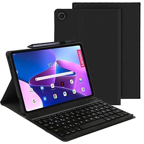 IVEOPPE Tastatur Hülle für Lenovo Tab M10 Plus (3rd Gen) 10.6 2022, Deutsches QWERTZ Magnetisch Abnehmbare Kabellose Tastatur mit Hülle für Lenovo Tab M10 Plus (3rd Gen) 10,6 Zoll 2022, Schwarz von IVEOPPE