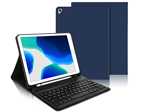 IVEOPPE Tastatur Hülle für iPad 9.Gen, 7-Farbiger Bluetooth QWERTZ iPad Tastatur mit Schutzhülle/Pencil Halter,Schwarz von IVEOPPE