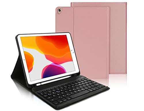 IVEOPPE Tastatur Hülle für iPad 9.Gen,Abnehmbarer 7-Farbiger Bluetooth QWERTZ iPad Tastatur mit Schutzhülle/Pencil Halter,Schwarz von IVEOPPE