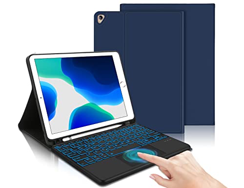 IVEOPPE Tastatur Hülle für iPad 9.Gen,Abnehmbarer 7-Farbiger QWERTZ iPad Tastatur mit Schutzhülle/Pencil Halter,Schwar von IVEOPPE