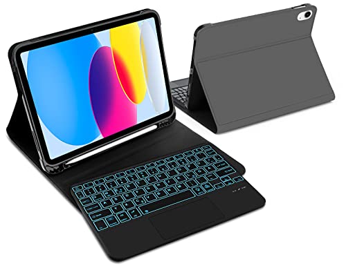 IVEOPPE Tastatur Hülle mit Trackpad für iPad 10. Generation, Schutzcase mit Pencil Halter,Magnetisch Abnehmbarer Notebook-ähnlicher Tastatur, Deutsches QWERTZ-Layout, Grau von IVEOPPE