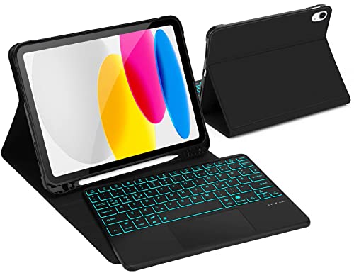 IVEOPPE Tastatur Hülle mit Trackpad für iPad 10. Generation, Schutzcase mit Pencil Halter,Magnetisch Abnehmbarer Notebook-ähnlicher Tastatur, Deutsches QWERTZ-Layout von IVEOPPE