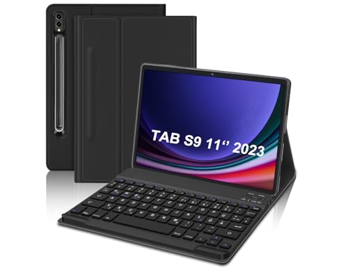 IVEOPPE Tastatur Samsung Tab S9 FE 10.9"/Tab S9 11", Tastatur Hülle für Galaxy Tab S9/S9FE Magnetisch Abnehmbarer Tastatur Tab S9 mit QWERTZ Layout Pencil Halter, Schwarz von IVEOPPE