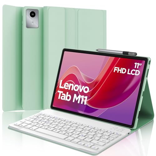 IVEOPPE Tastatur für Lenovo Tab M11, Hülle mit Tastatur für Lenovo M11 2024 11", Magnetische Bluetooth Abnehmbare QWERTZ Hülle Tastatur für Lenovo M11 Tablet 11 Zoll 2024, Minzgrün von IVEOPPE