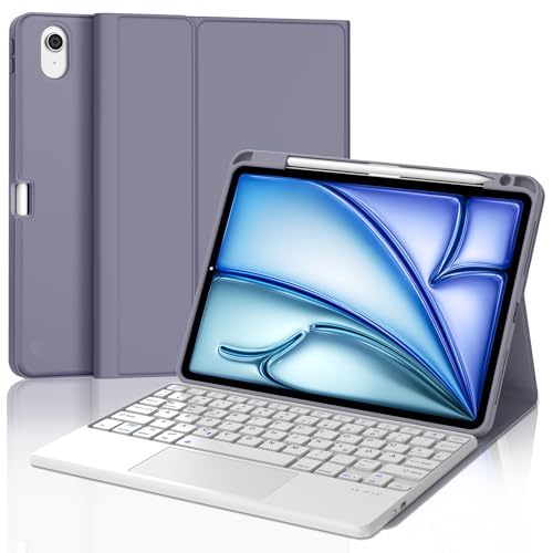 IVEOPPE Tastatur für iPad Air 11 2025 M3/2024 M2 Con Touchpad, Schutzhülle mit Stifthalter, Hülle mit Bluetooth Magnetisch QWERTZ Tastatur für iPad Air 7./6. Generation 11 Zoll M3/M2, Lila von IVEOPPE