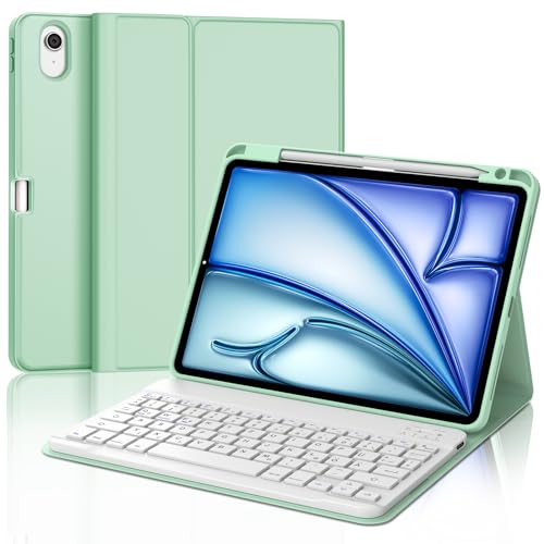 IVEOPPE Tastatur für iPad Air 11 2025 M3/2024 M2, Schutzhülle mit Stifthalter, Hülle mit Bluetooth Magnetisch QWERTZ Tastatur für iPad Air 7./6. Generation 11 Zoll M3/M2, Grün von IVEOPPE