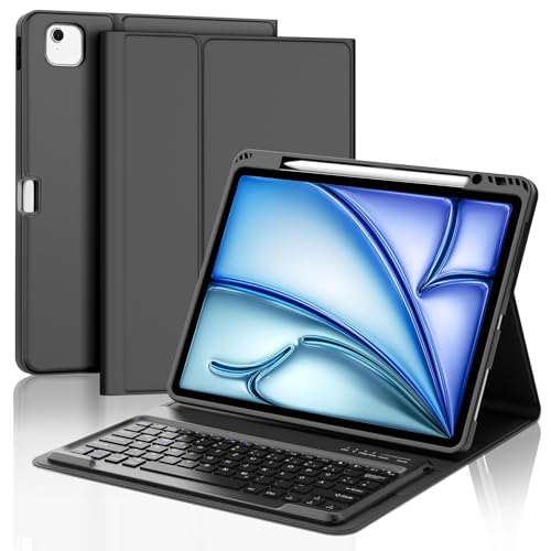 IVEOPPE Tastatur für iPad Air 13 (2025/2024), Hülle mit Tastatur für iPad air 13 Zoll M3/M2, Magnetisch Bluetooth QWERTZ Keyboard für Air 13" 2025 M3/2024 M2, Schwarz von IVEOPPE