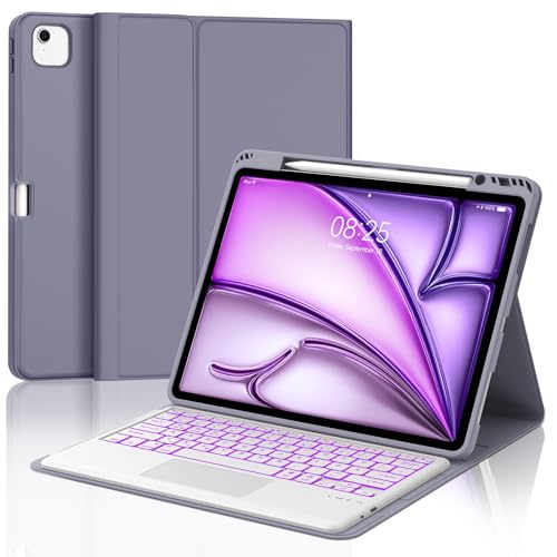 IVEOPPE Tastatur für iPad Air 13 (2025/2024) Con Touchpad, Hülle mit Tastatur für iPad air 13 Zoll M3/M2, Magnetisch Bluetooth Beleuchtung QWERTZ Keyboard für Air 13" 2025 M3/2024 M2, Lila von IVEOPPE