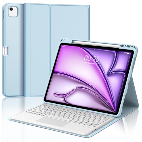 IVEOPPE Tastatur für iPad Air 13 (2025/2024) Con Touchpad, Hülle mit Tastatur für iPad air 13 Zoll M3/M2, Magnetisch Bluetooth QWERTZ Keyboard für Air 13" 2025 M3/2024 M2, Blau von IVEOPPE