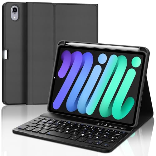 IVEOPPE Tastatur für iPad Mini 7 (A17 pro) 2024/ iPad Mini 6 2021, Hülle Tastatur für iPad Mini 7/6 8,3", Tastatur Bluetooth Abnehmbare QWERTZ für iPad Mini 6a/7a Generazione 8.3 Zoll, Schwarz von IVEOPPE
