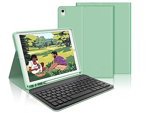 IVEOPPE Tastatur iPad 9. Generation, iPad 10.2" Tastatur mit Hülle (iPad 9./8./7. Generation), Magnetisch Abnehmbarer mit QWERTZ Layout Tastatur für iPad Air 3 und iPad Pro 10.5, Grün von IVEOPPE