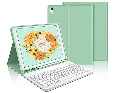 IVEOPPE Tastatur iPad 9. Generation, iPad 10.2" Tastatur mit Hülle (iPad 9./8./7. Generation), Magnetisch Abnehmbarer mit QWERTZ Tastatur für iPad Air 3 und iPad Pro 10.5, Minzgrün von IVEOPPE