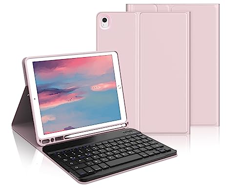 IVEOPPE Tastatur iPad 9. Generation, iPad 10.2" Tastatur mit Hülle (iPad 9./8./7. Generation), Magnetisch Abnehmbarer mit QWERTZ Tastatur für iPad Air 3 und iPad Pro 10.5, Rosa von IVEOPPE