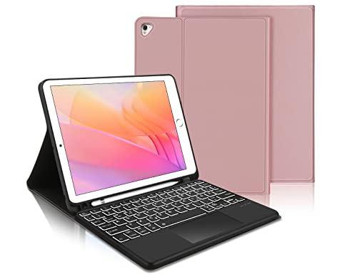 IVEOPPE Tastatur iPad 6. Generation mit Touchpad - Tastatur Hülle für iPad 9.7, Magnetisch Abnehmbarer QWERTZ Bluetooth Tastatur für iPad 6. Gen 2018, iPad 5. Gen, iPad Pro 9.7, iPad Air 2 & 1, Rosa von IVEOPPE